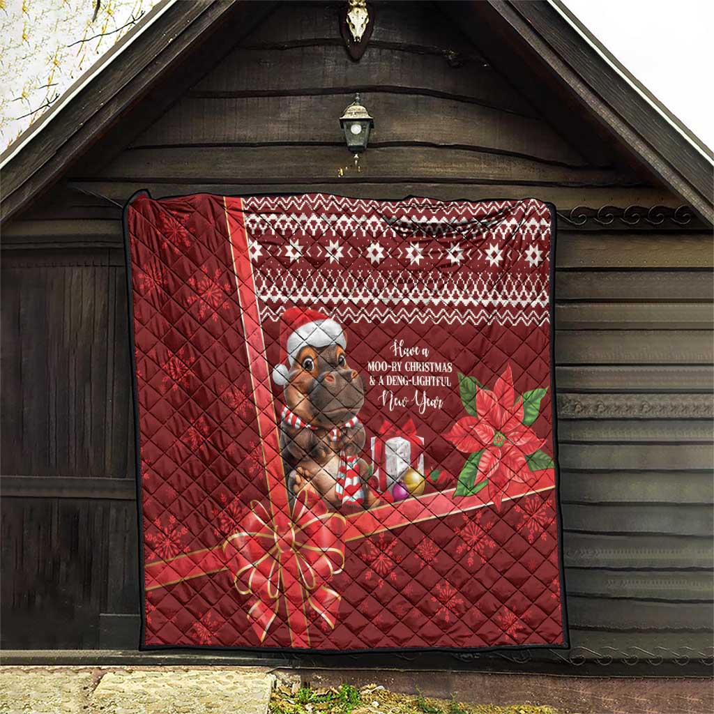 Funny Moo Deng Christmas Quilt - Wonder Print Shop