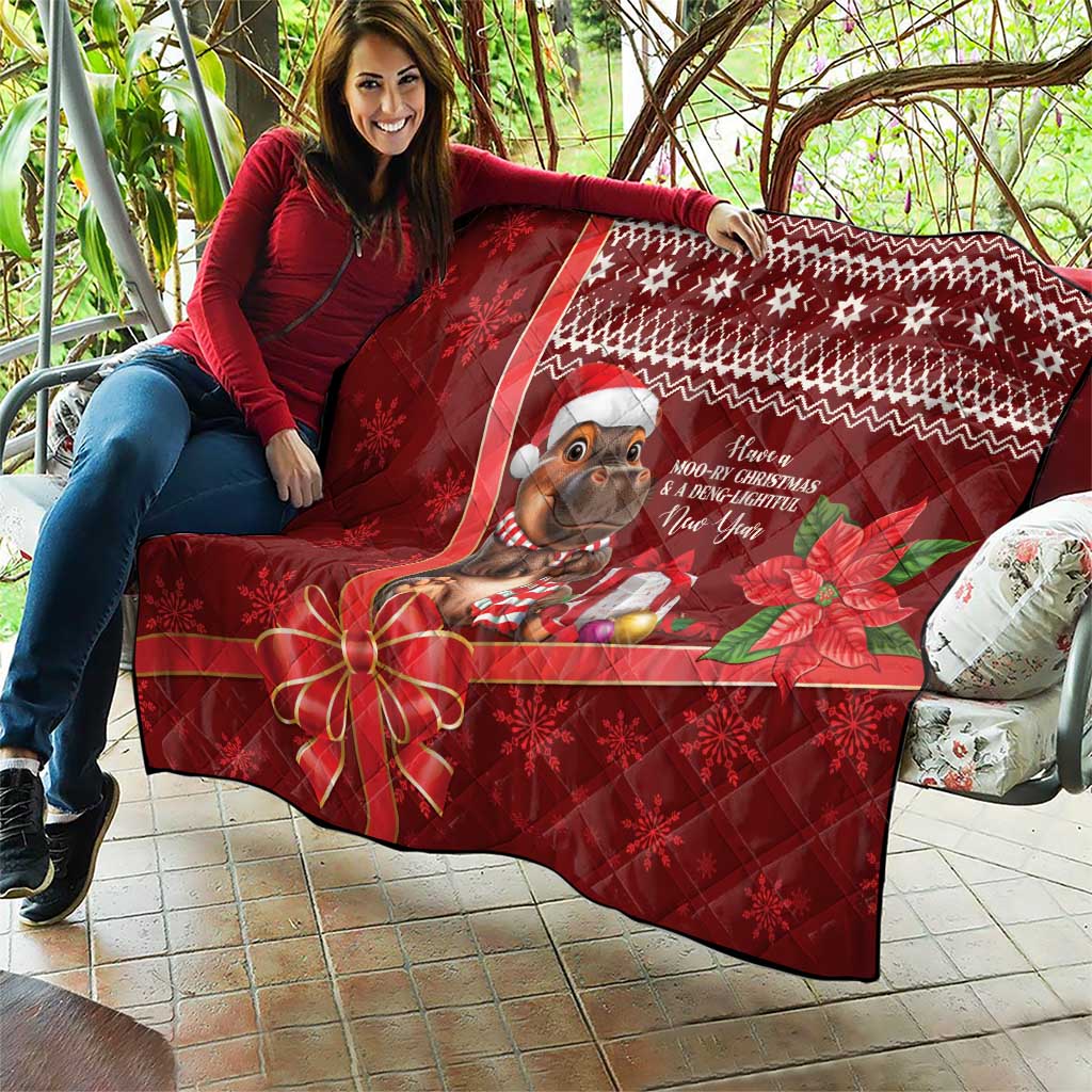 Funny Moo Deng Christmas Quilt - Wonder Print Shop