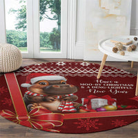 Funny Moo Deng Christmas Round Carpet