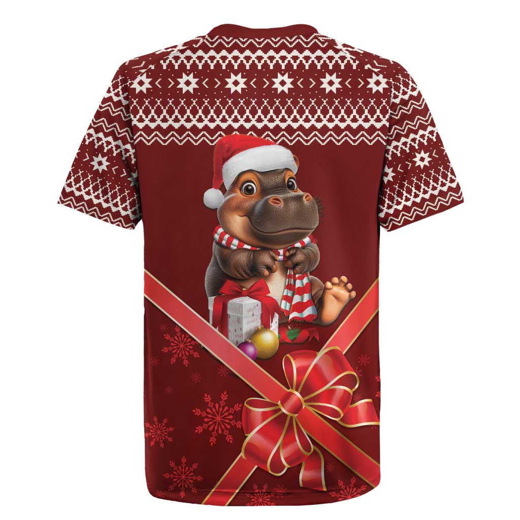 Funny Moo Deng Christmas Rugby Jersey - Wonder Print Shop