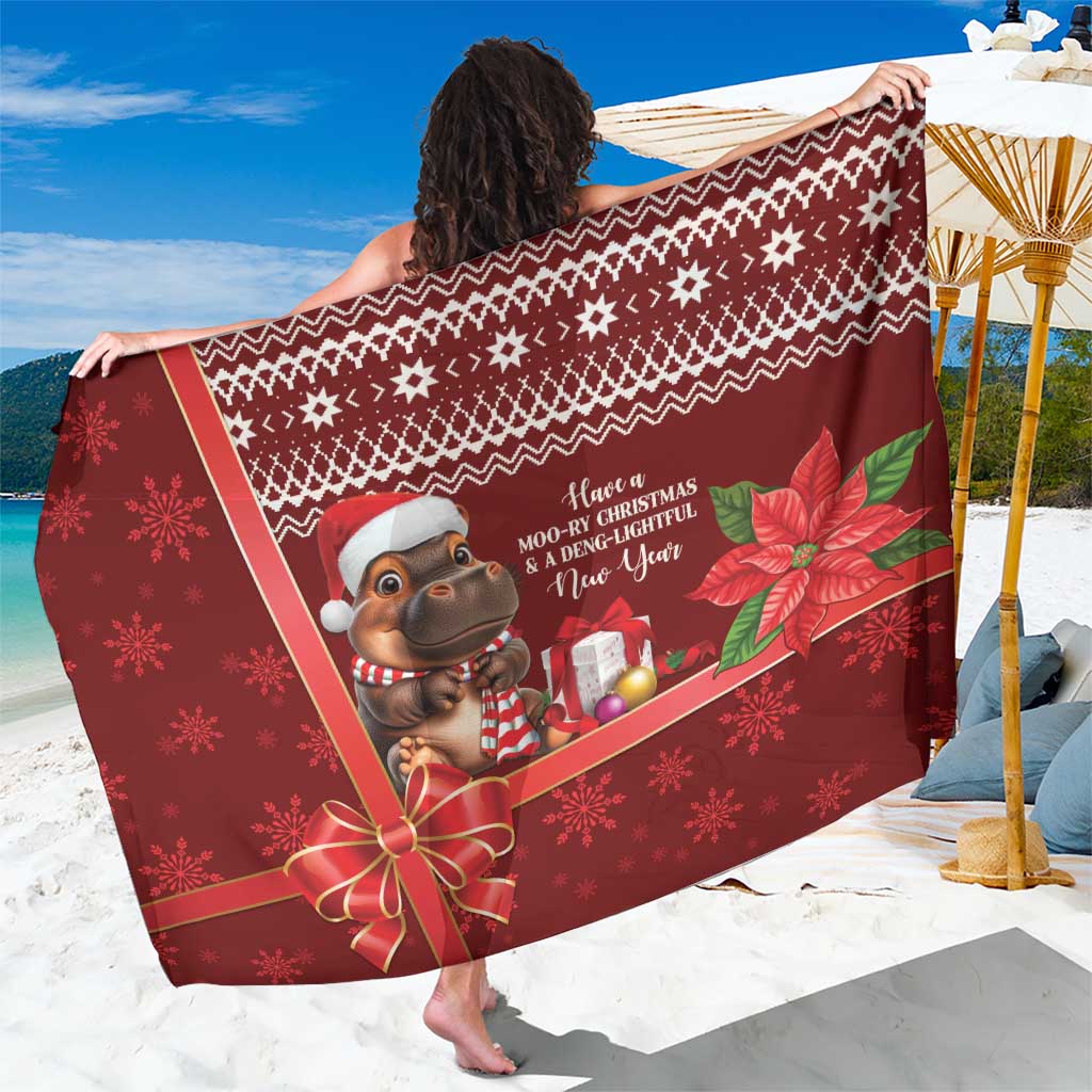 Funny Moo Deng Christmas Sarong - Wonder Print Shop