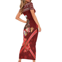 Funny Moo Deng Christmas Short Sleeve Bodycon Dress - Wonder Print Shop