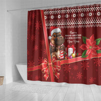 Funny Moo Deng Christmas Shower Curtain