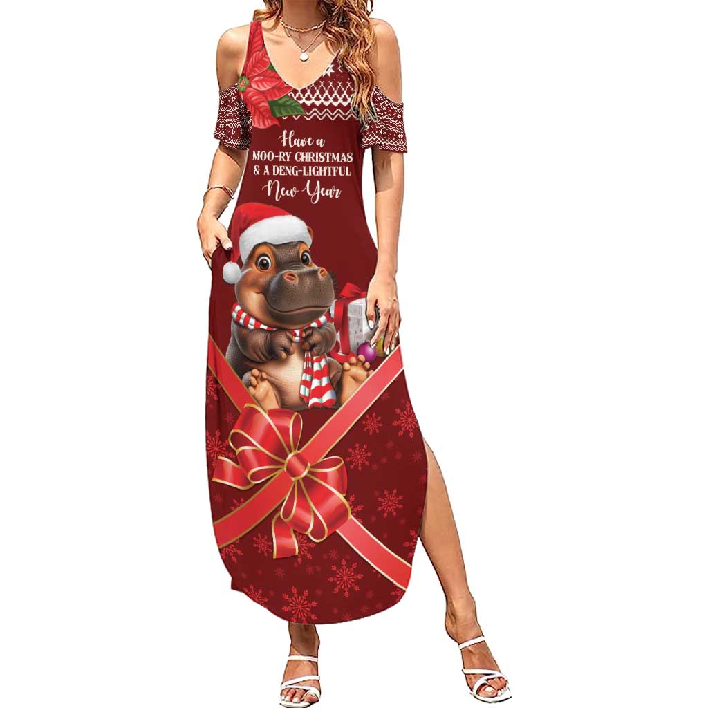 Funny Moo Deng Christmas Summer Maxi Dress - Wonder Print Shop
