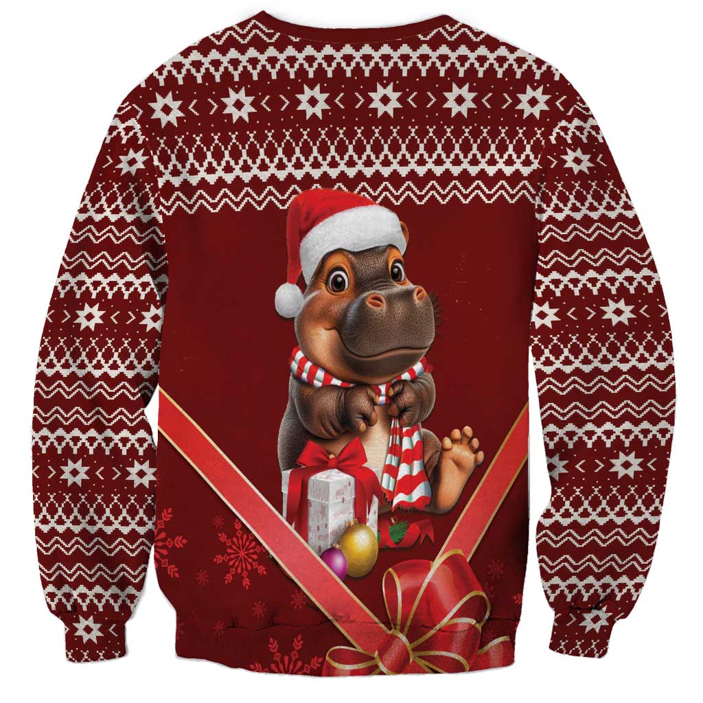 Funny Moo Deng Christmas Sweatshirt - Wonder Print Shop