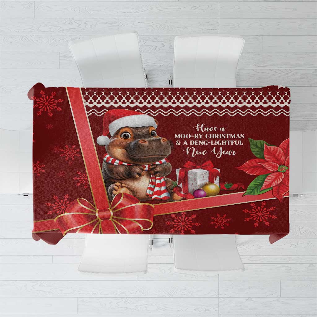 Funny Moo Deng Christmas Tablecloth - Wonder Print Shop