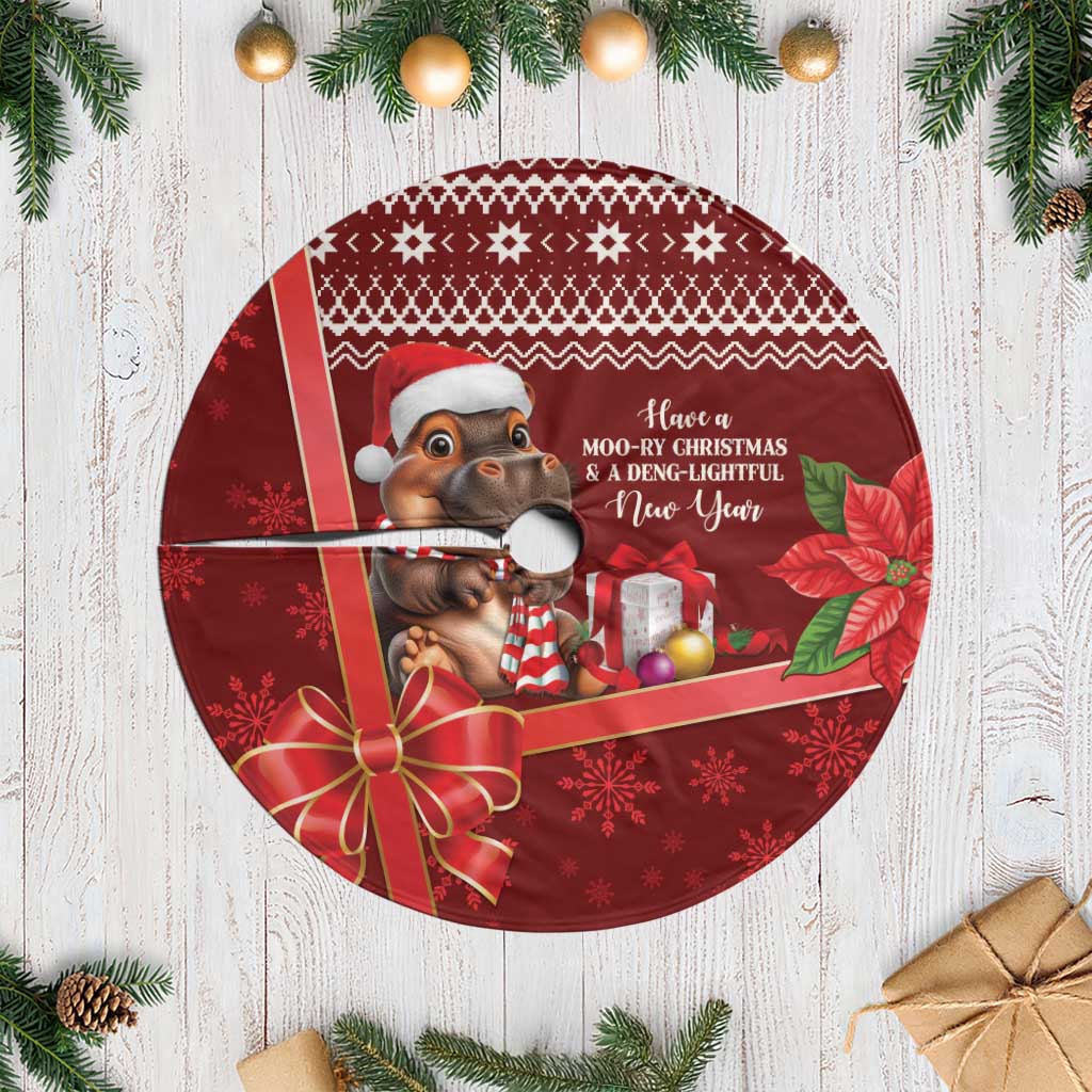 Funny Moo Deng Christmas Tree Skirt - Wonder Print Shop