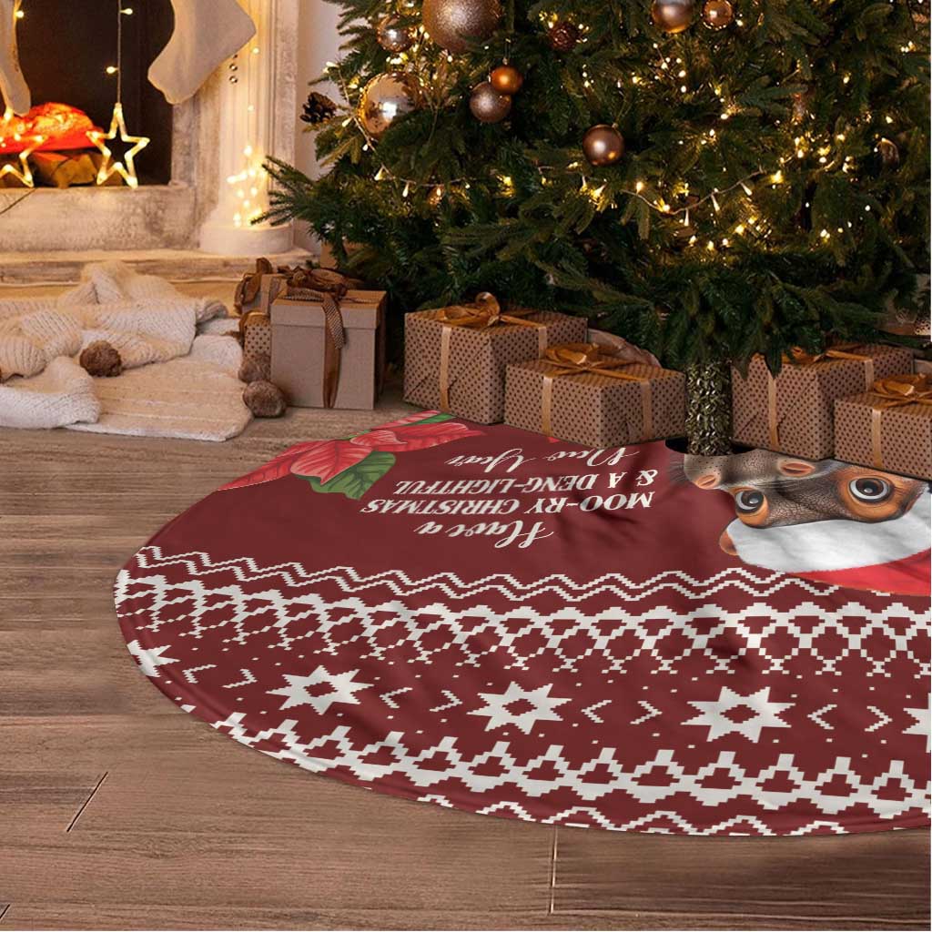 Funny Moo Deng Christmas Tree Skirt - Wonder Print Shop