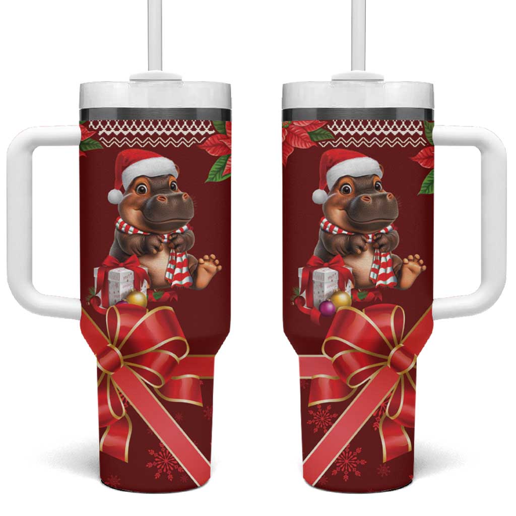 Funny Moo Deng Christmas Tumbler With Handle - Wonder Print Shop