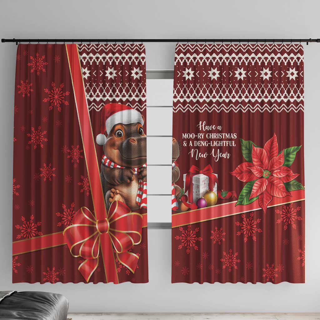 Funny Moo Deng Christmas Window Curtain - Wonder Print Shop