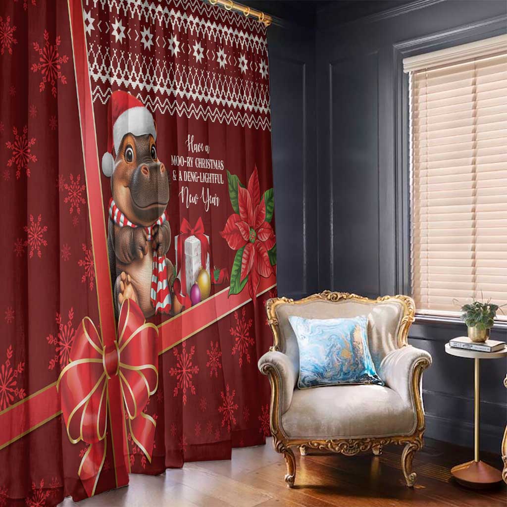 Funny Moo Deng Christmas Window Curtain - Wonder Print Shop