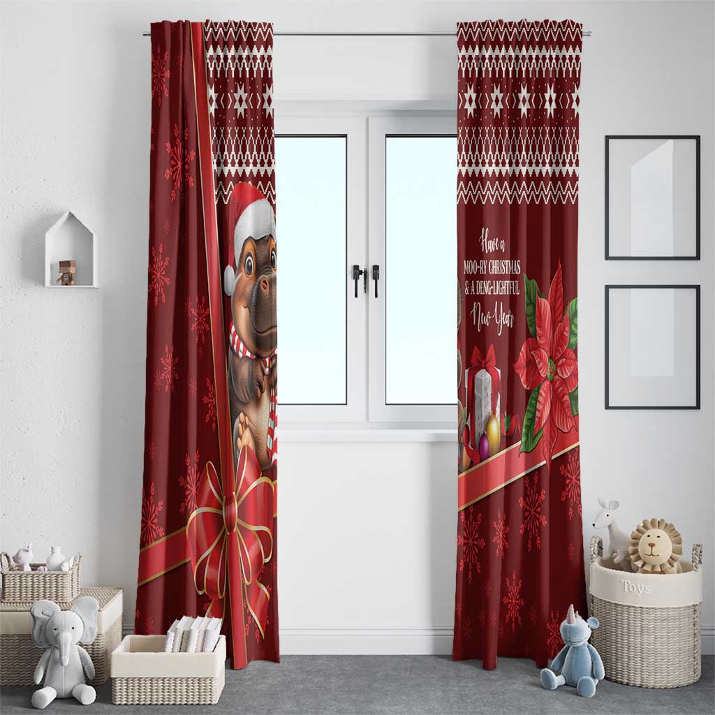 Funny Moo Deng Christmas Window Curtain - Wonder Print Shop