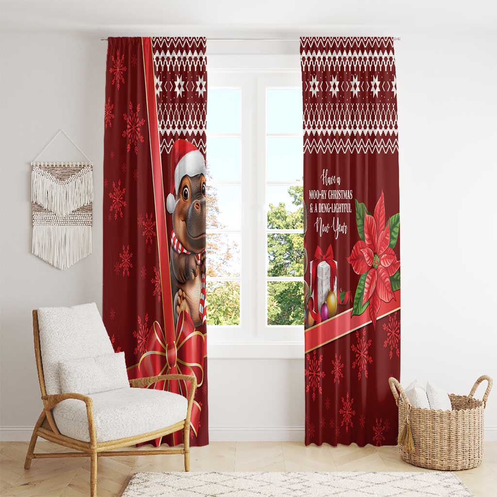 Funny Moo Deng Christmas Window Curtain - Wonder Print Shop
