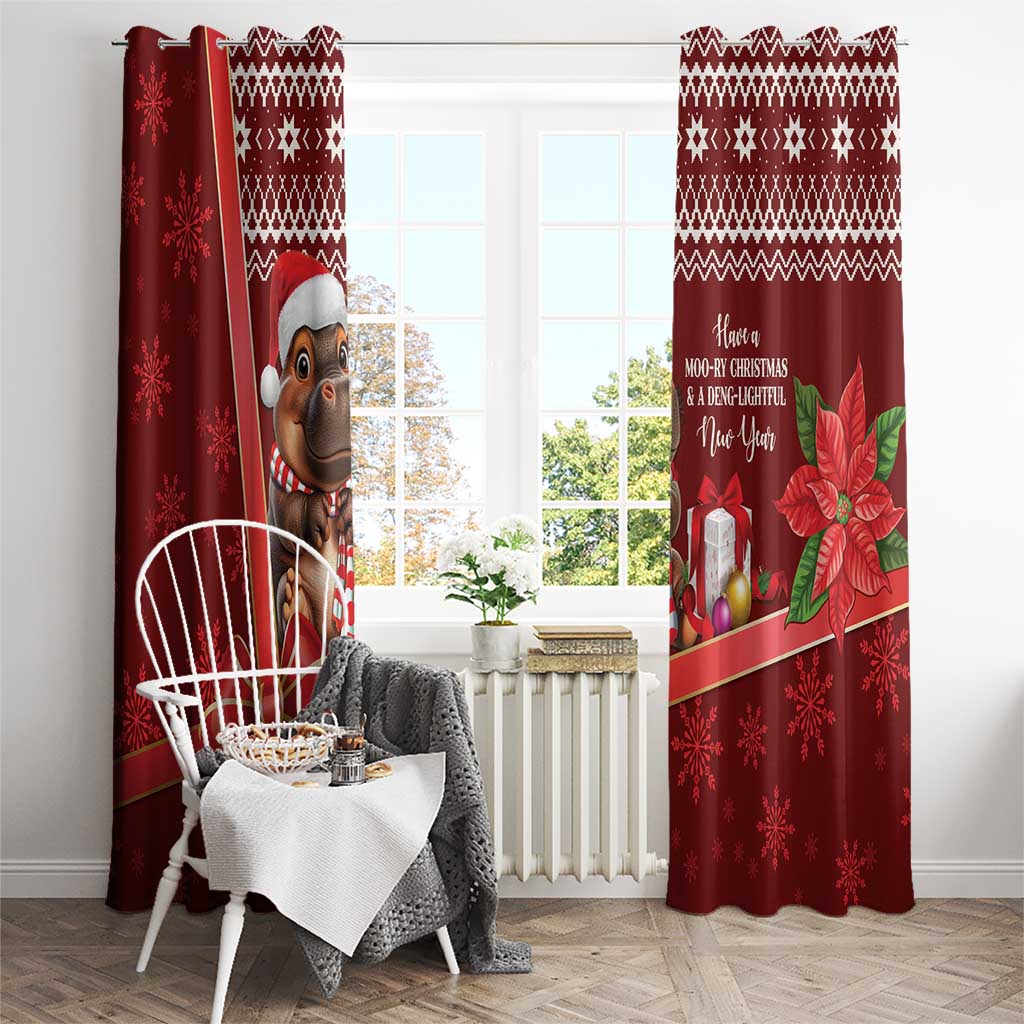 Funny Moo Deng Christmas Window Curtain - Wonder Print Shop