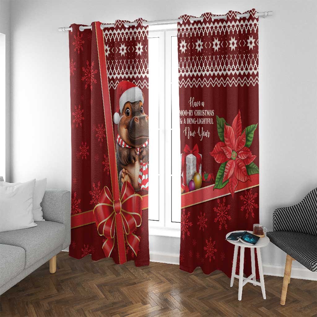 Funny Moo Deng Christmas Window Curtain - Wonder Print Shop