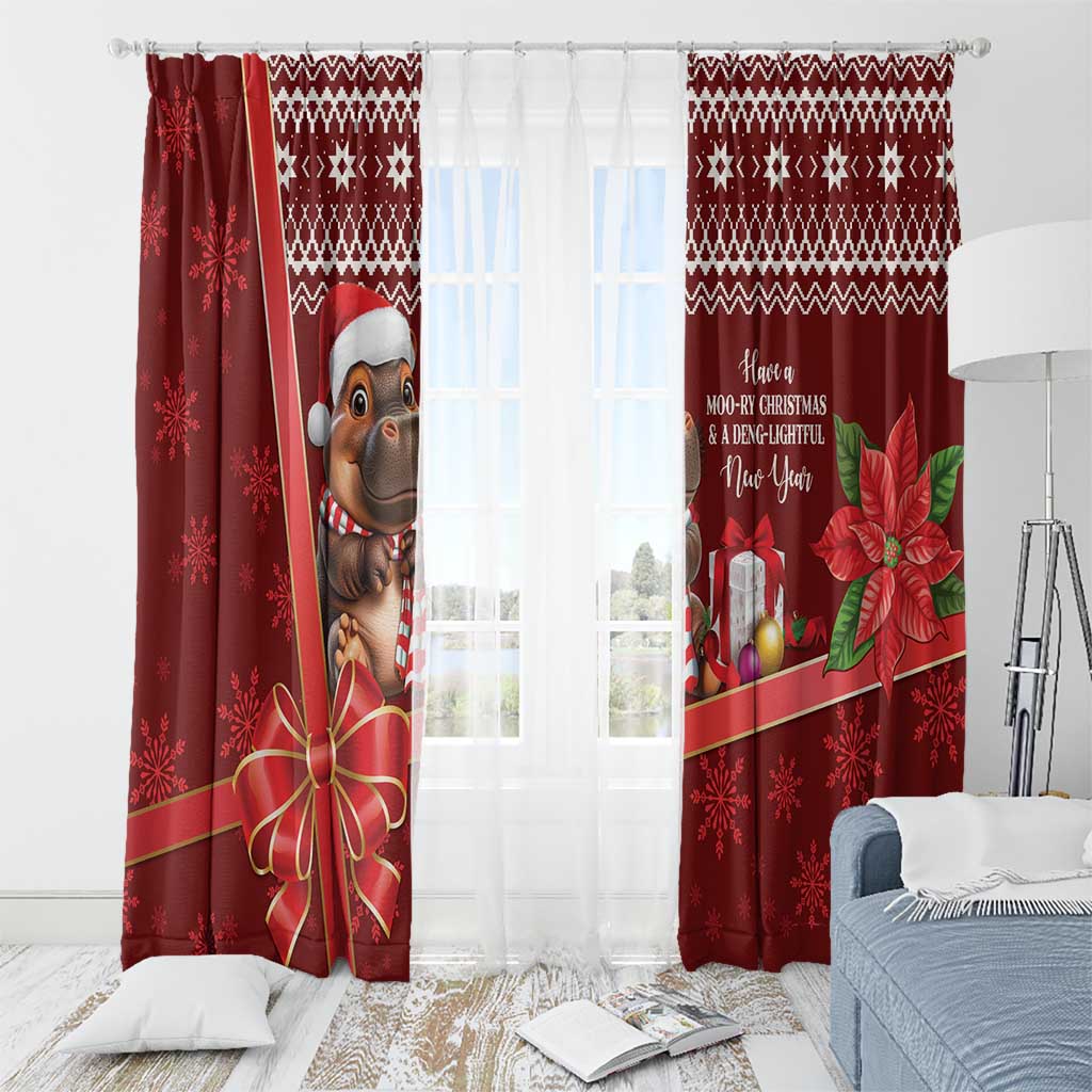 Funny Moo Deng Christmas Window Curtain - Wonder Print Shop
