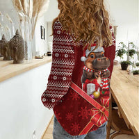 Funny Moo Deng Christmas Women Casual Shirt - Wonder Print Shop