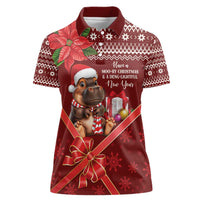 Funny Moo Deng Christmas Women Polo Shirt - Wonder Print Shop