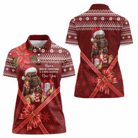 Funny Moo Deng Christmas Women Polo Shirt - Wonder Print Shop