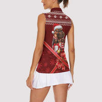 Funny Moo Deng Christmas Women Sleeveless Polo Shirt - Wonder Print Shop