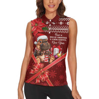 Funny Moo Deng Christmas Women Sleeveless Polo Shirt - Wonder Print Shop