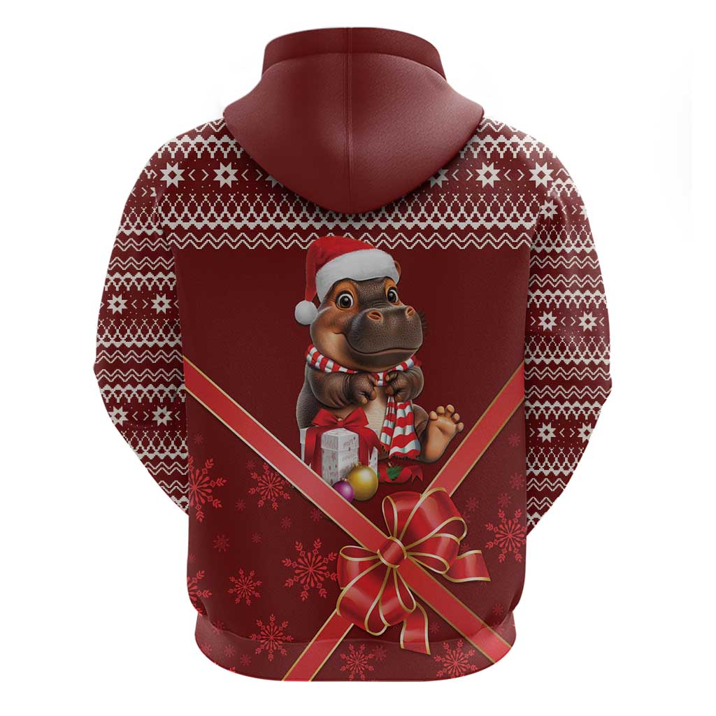 Funny Moo Deng Christmas Zip Hoodie - Wonder Print Shop