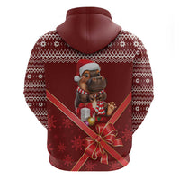 Funny Moo Deng Christmas Zip Hoodie - Wonder Print Shop