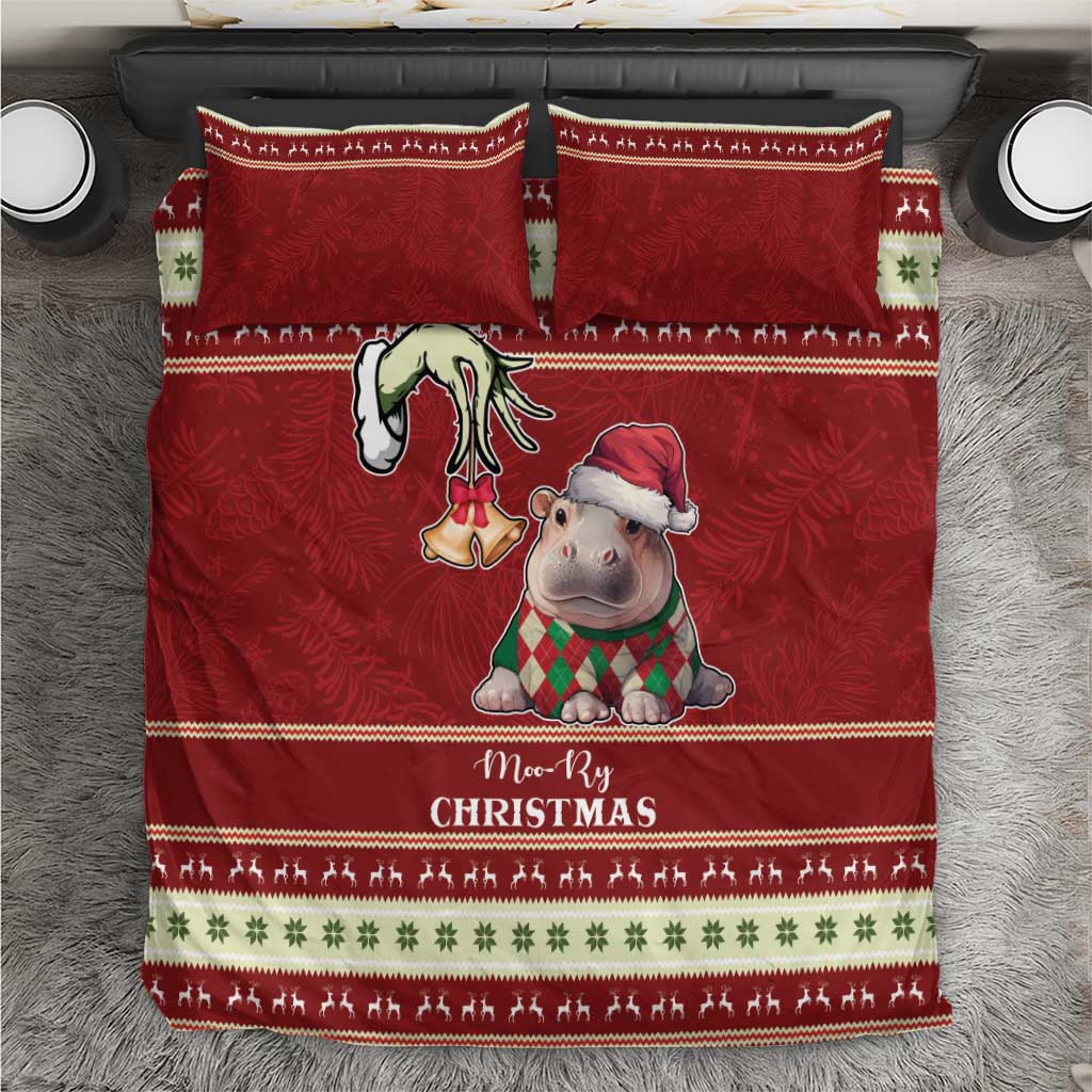 Moo Deng Moo-Ry Christmas Bedding Set Santa Baby Pygmy Hippo LT9 - Wonder Print Shop