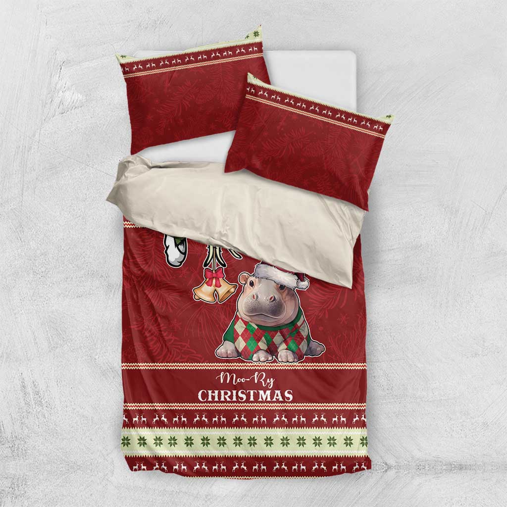 Moo Deng Moo-Ry Christmas Bedding Set Santa Baby Pygmy Hippo LT9 - Wonder Print Shop