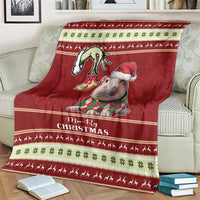 Moo Deng Moo-Ry Christmas Blanket Santa Baby Pygmy Hippo