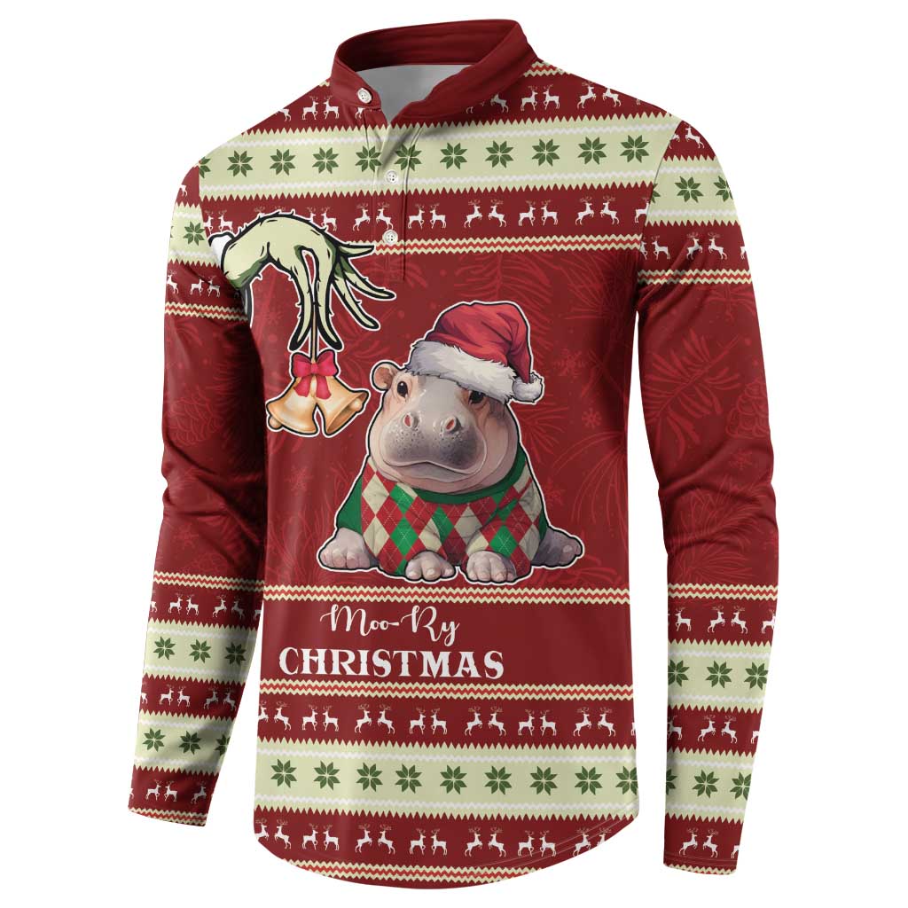 Moo Deng Moo-Ry Christmas Button Sweatshirt Santa Baby Pygmy Hippo LT9 - Wonder Print Shop