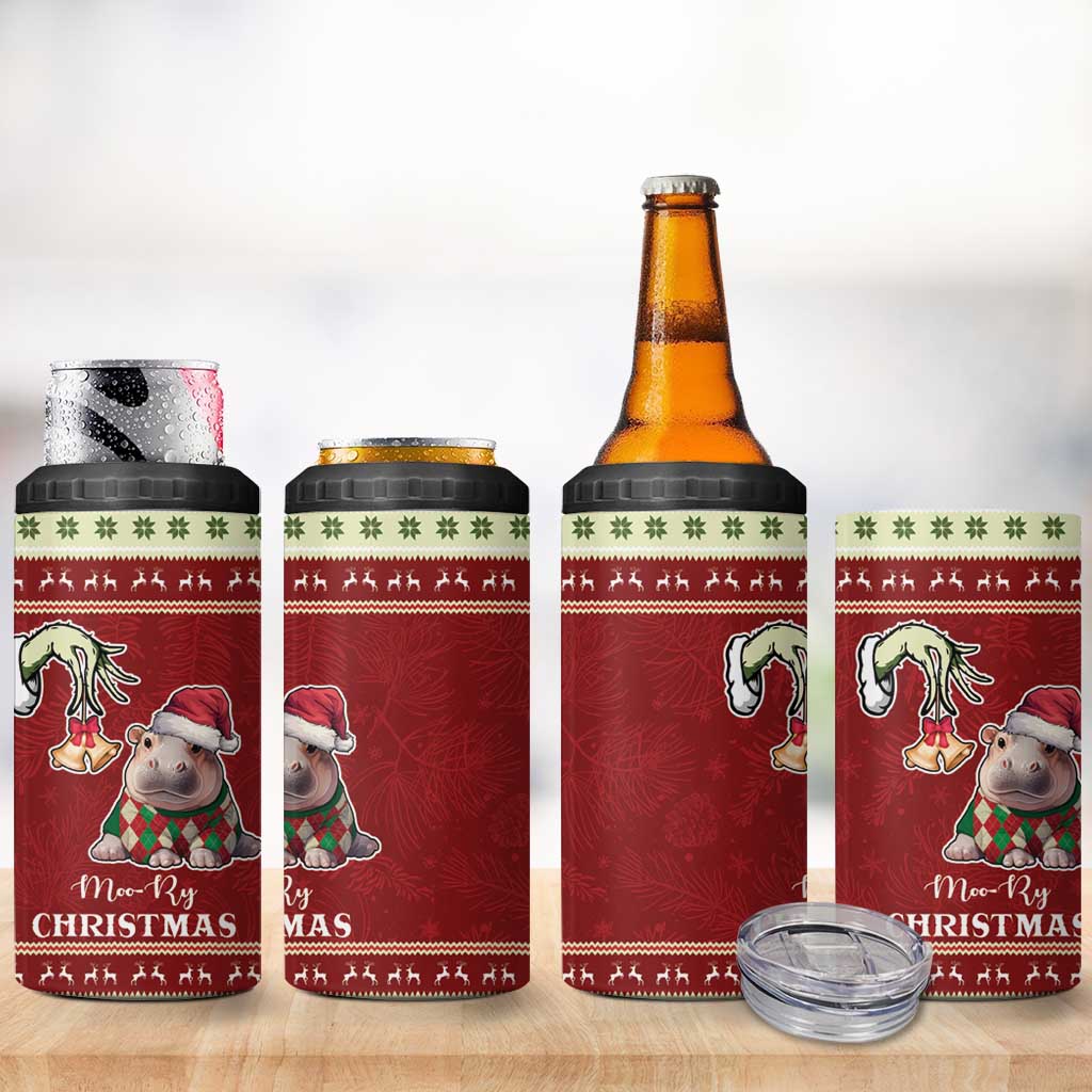 Moo Deng Moo-Ry Christmas 4 in 1 Can Cooler Tumbler Santa Baby Pygmy Hippo LT9 - Wonder Print Shop