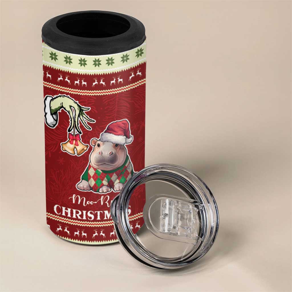 Moo Deng Moo-Ry Christmas 4 in 1 Can Cooler Tumbler Santa Baby Pygmy Hippo LT9 - Wonder Print Shop
