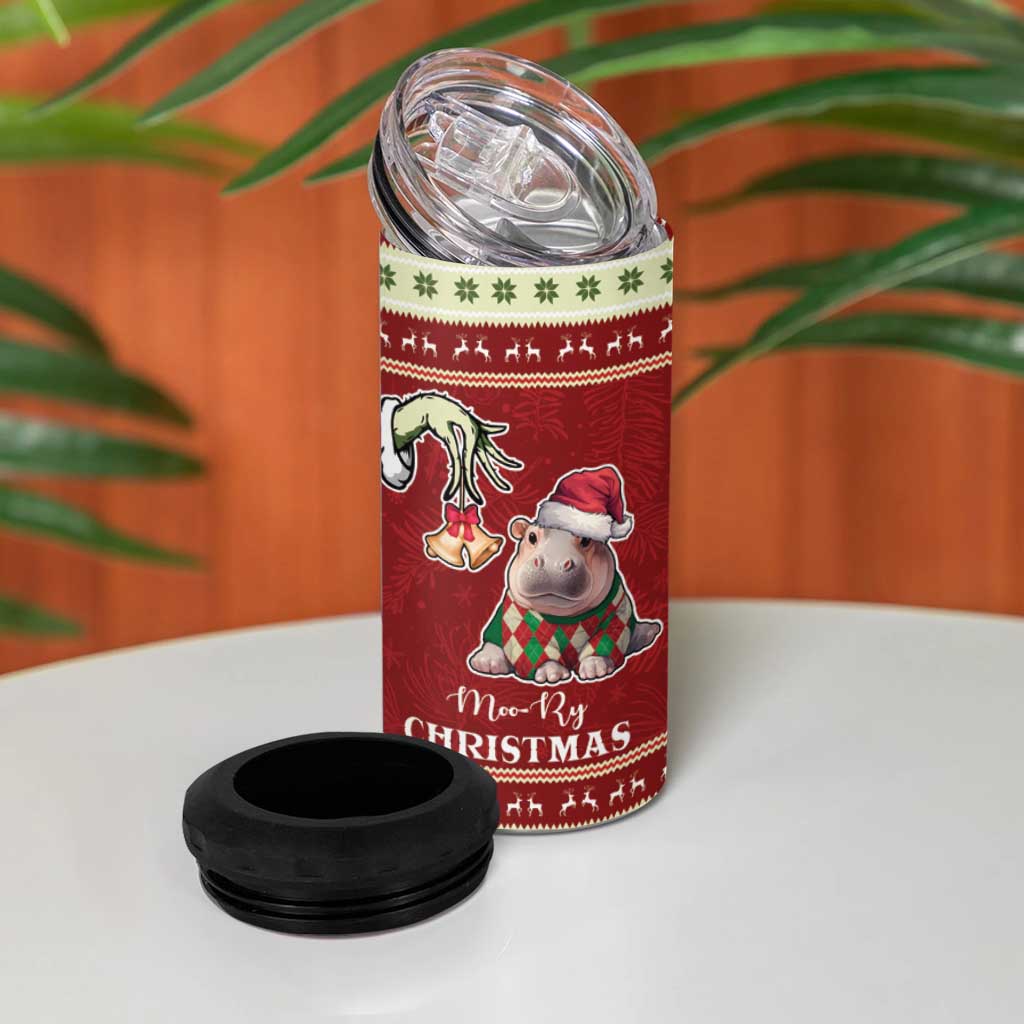 Moo Deng Moo-Ry Christmas 4 in 1 Can Cooler Tumbler Santa Baby Pygmy Hippo LT9 - Wonder Print Shop