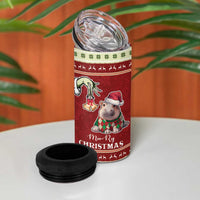Moo Deng Moo-Ry Christmas 4 in 1 Can Cooler Tumbler Santa Baby Pygmy Hippo LT9 - Wonder Print Shop