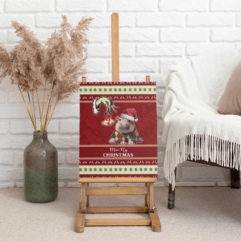 Moo Deng Moo-Ry Christmas Canvas Wall Art Santa Baby Pygmy Hippo LT9 - Wonder Print Shop