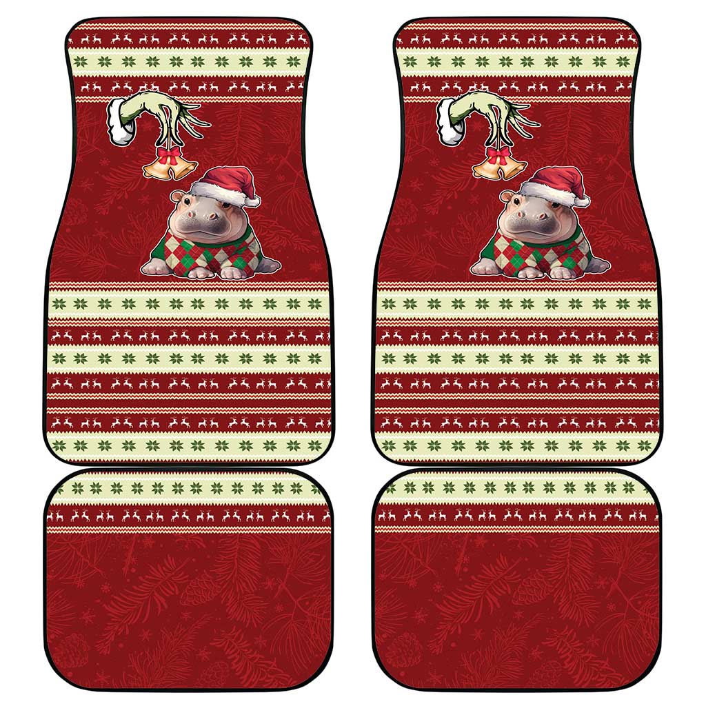 Moo Deng Moo-Ry Christmas Car Mats Santa Baby Pygmy Hippo LT9 - Wonder Print Shop