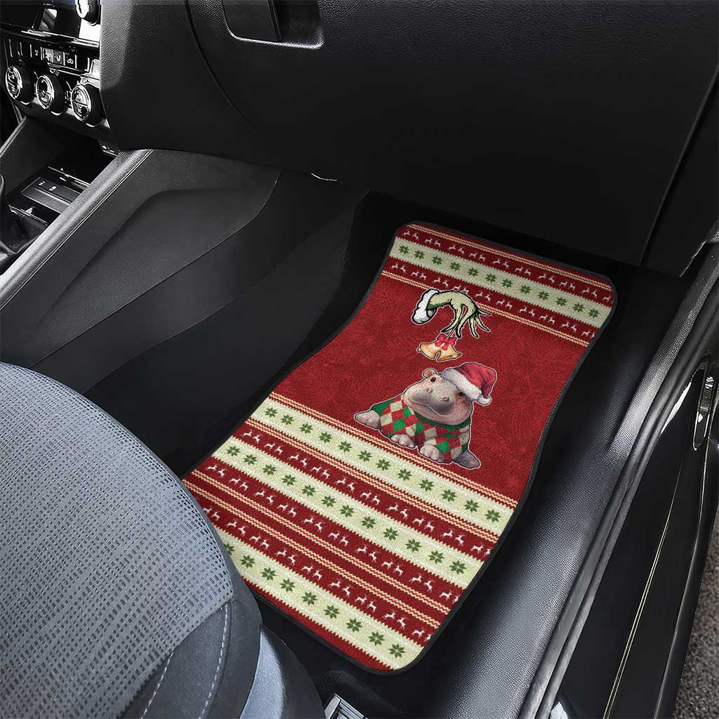 Moo Deng Moo-Ry Christmas Car Mats Santa Baby Pygmy Hippo LT9 - Wonder Print Shop