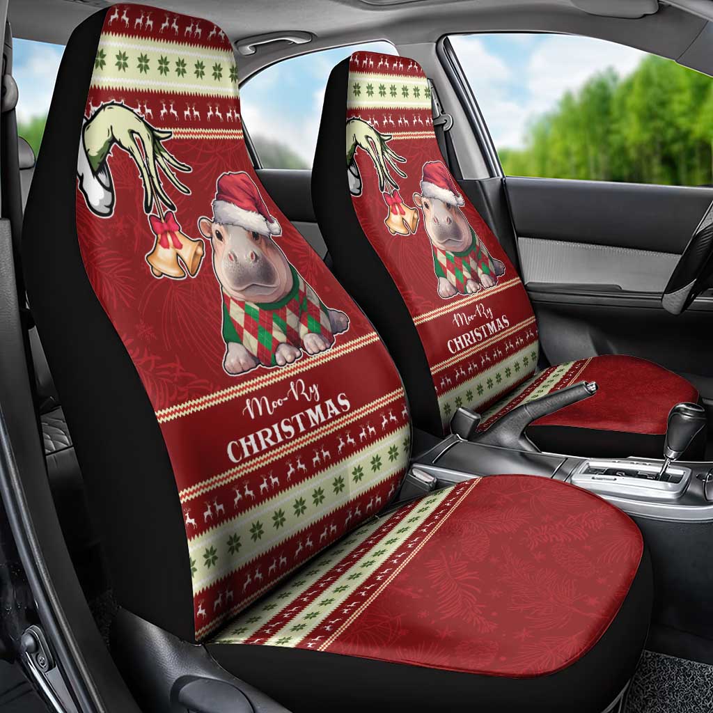 Moo Deng Moo-Ry Christmas Car Seat Cover Santa Baby Pygmy Hippo LT9 - Wonder Print Shop