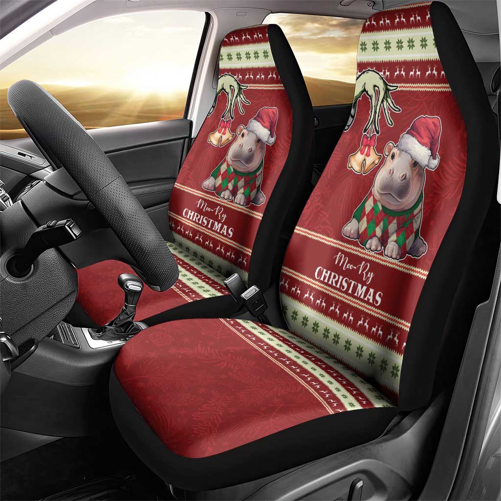 Moo Deng Moo-Ry Christmas Car Seat Cover Santa Baby Pygmy Hippo LT9 - Wonder Print Shop
