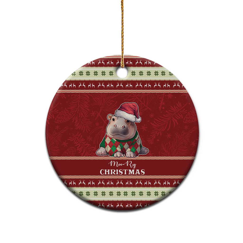 Moo Deng Moo-Ry Christmas Ceramic Ornament Santa Baby Pygmy Hippo LT9 - Wonder Print Shop