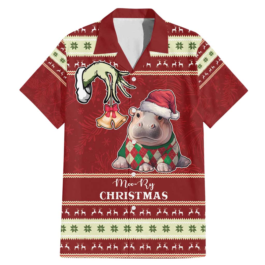 Moo Deng Moo-Ry Christmas Family Matching Mermaid Dress and Hawaiian Shirt Santa Baby Pygmy Hippo LT9 - Wonder Print Shop