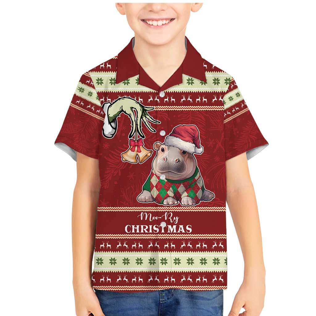 Moo Deng Moo-Ry Christmas Family Matching Mermaid Dress and Hawaiian Shirt Santa Baby Pygmy Hippo LT9 - Wonder Print Shop