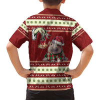 Moo Deng Moo-Ry Christmas Family Matching Off Shoulder Maxi Dress and Hawaiian Shirt Santa Baby Pygmy Hippo LT9 - Wonder Print Shop