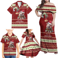 Moo Deng Moo-Ry Christmas Family Matching Off Shoulder Maxi Dress and Hawaiian Shirt Santa Baby Pygmy Hippo LT9 - Wonder Print Shop