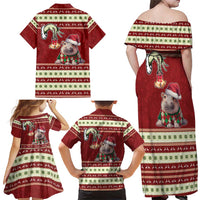 Moo Deng Moo-Ry Christmas Family Matching Off Shoulder Maxi Dress and Hawaiian Shirt Santa Baby Pygmy Hippo LT9 - Wonder Print Shop