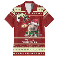 Moo Deng Moo-Ry Christmas Family Matching Off Shoulder Maxi Dress and Hawaiian Shirt Santa Baby Pygmy Hippo LT9 - Wonder Print Shop