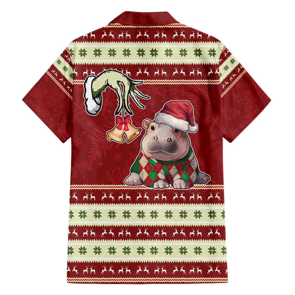 Moo Deng Moo-Ry Christmas Family Matching Off Shoulder Maxi Dress and Hawaiian Shirt Santa Baby Pygmy Hippo LT9 - Wonder Print Shop