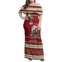 Moo Deng Moo-Ry Christmas Family Matching Off Shoulder Maxi Dress and Hawaiian Shirt Santa Baby Pygmy Hippo LT9 - Wonder Print Shop