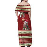 Moo Deng Moo-Ry Christmas Family Matching Off Shoulder Maxi Dress and Hawaiian Shirt Santa Baby Pygmy Hippo LT9 - Wonder Print Shop
